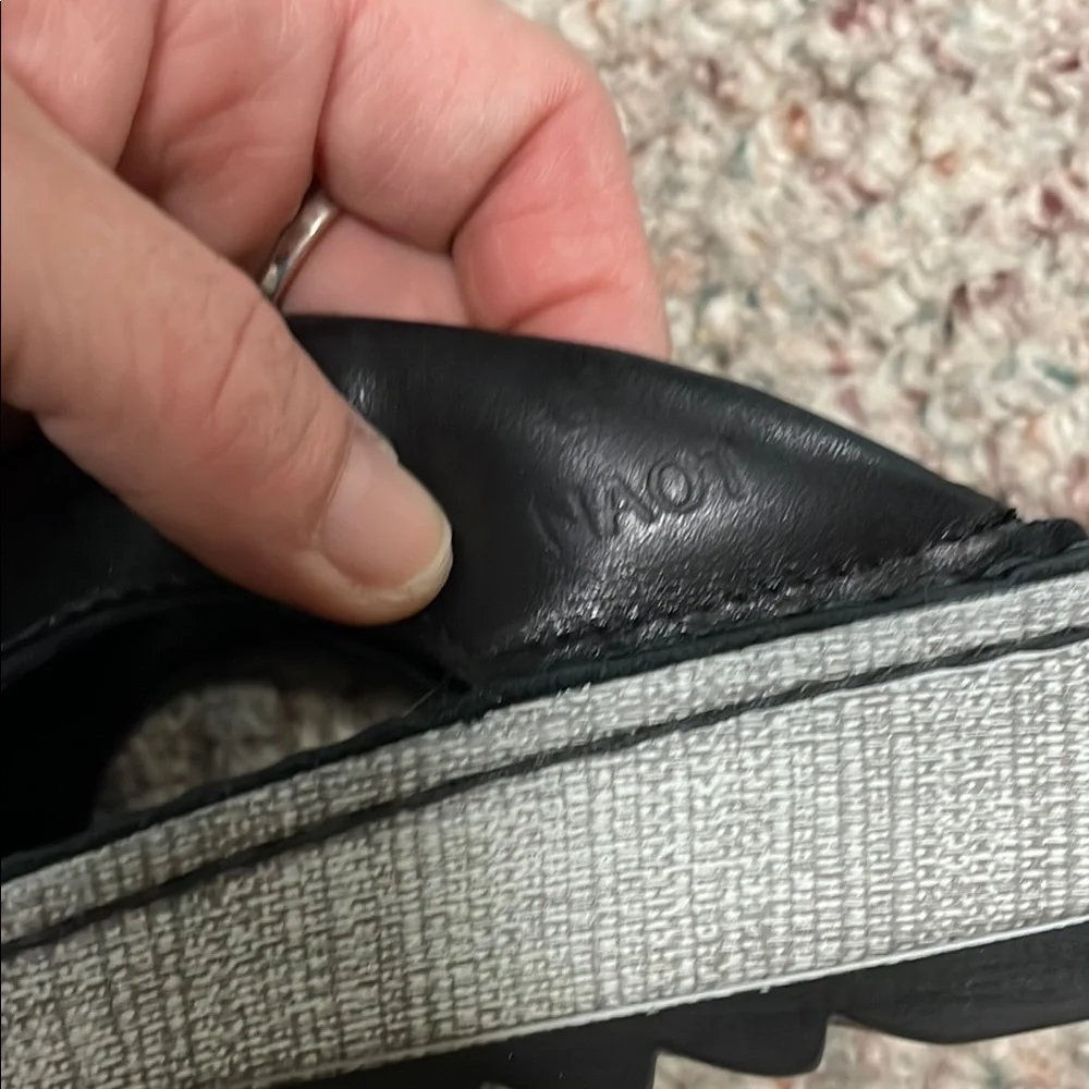 Naot Black Leather wedge Slide Sandals - Picture 2 of 10